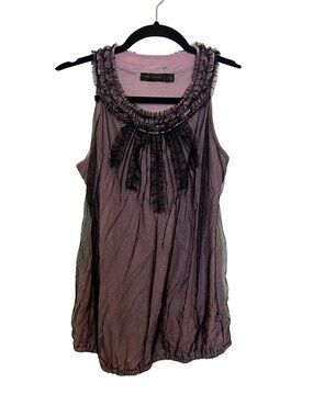 Vintage The Limited Lavender & Black Sleeveless Ruffle Trim Top S